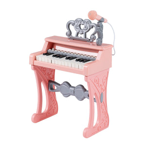 Mini Keyboard Piano for Kids 25 Keys Electric Piano with Stool for Toddlers 3+ Years Old-Pink view 4