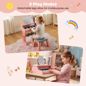 Mini Keyboard Piano for Kids 25 Keys Electric Piano with Stool for Toddlers 3+ Years Old-Pink view 9