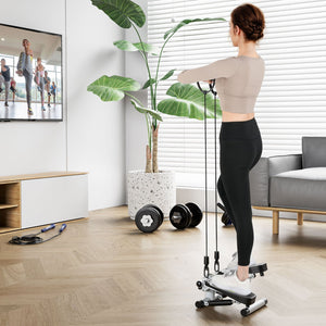 Mini Stepper with Resistance Bands and Adjustable Height for Exercise at Home-White view 2