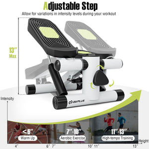 Mini Stepper with Resistance Bands and Adjustable Height for Exercise at Home-White view 3