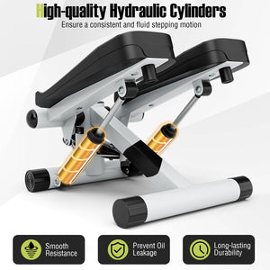 Mini Stepper with Resistance Bands and Adjustable Height for Exercise at Home-White view 5