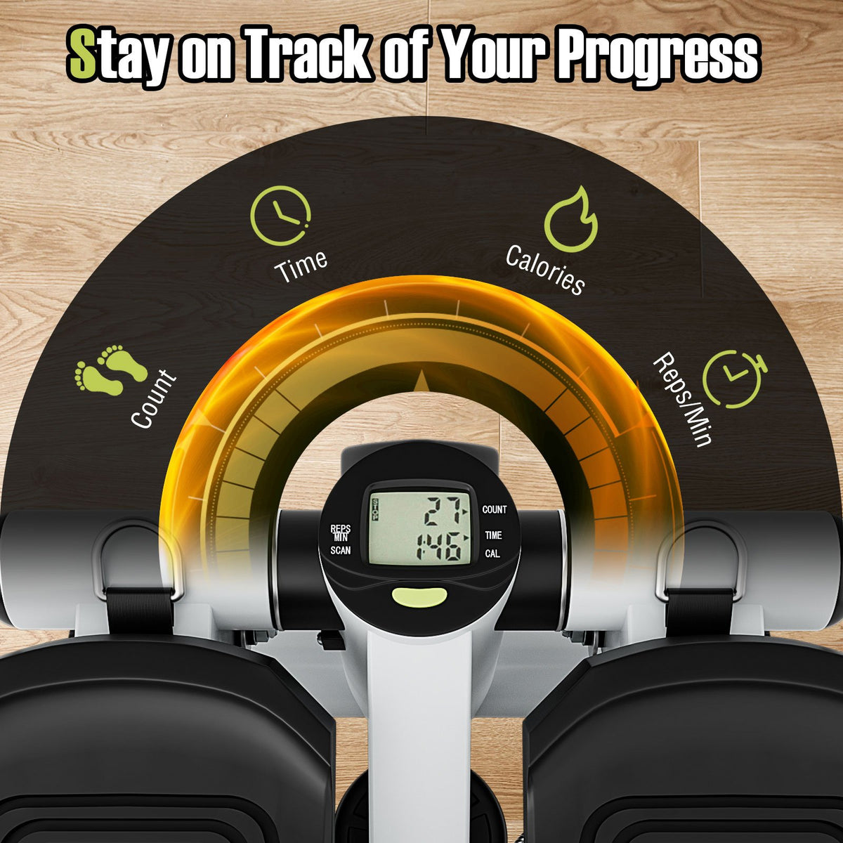 Mini Stepper with Resistance Bands and Adjustable Height for Exercise at Home-White view 8