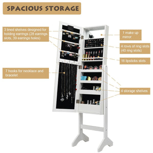 Mirrored Jewelry Cabinet Armoire Organizer w/ LED lights-White view 5