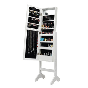 Mirrored Jewelry Cabinet Armoire Organizer w/ LED lights-White view 7