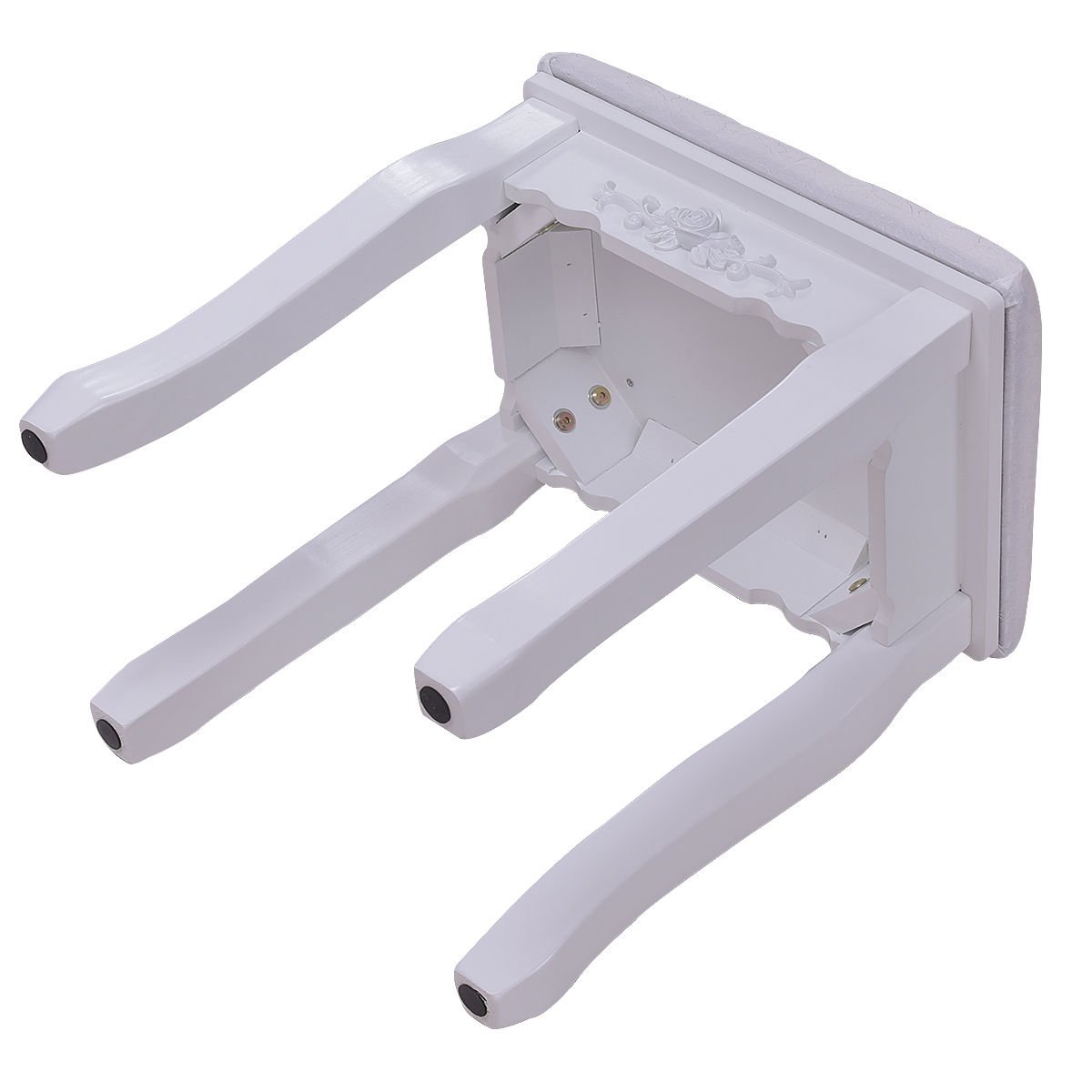 Wooden Vanity Set with 360° Rotating Oval Mirror and Cushioned Stool-White view 9
