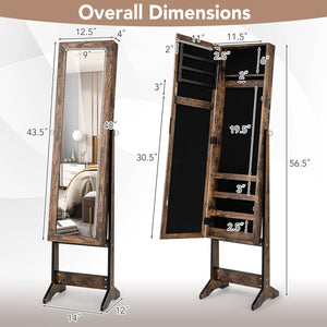 Mirrored Standing Jewelry Cabinet Storage Box-Brown view 4