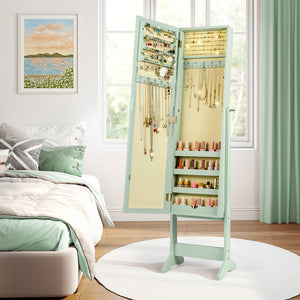 Mirrored Standing Jewelry Cabinet Storage Box-Green view 2