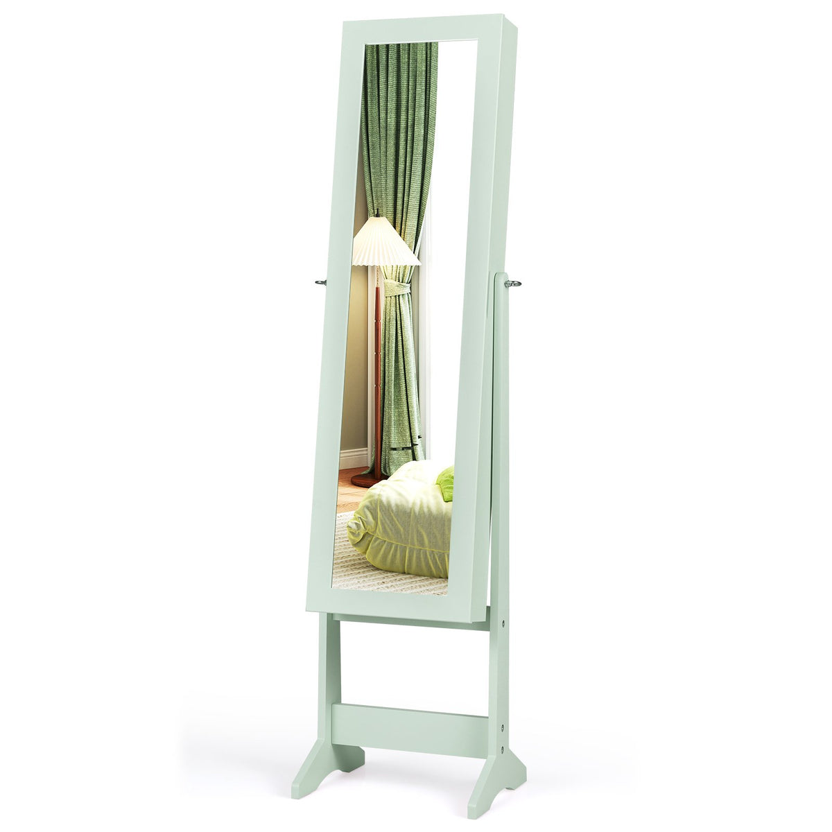 Mirrored Standing Jewelry Cabinet Storage Box-Green view 4