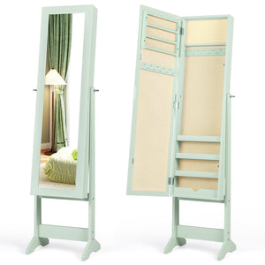Mirrored Standing Jewelry Cabinet Storage Box-Green view 6