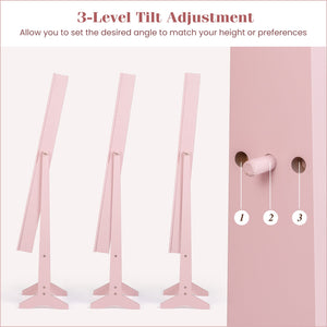 Mirrored Standing Jewelry Cabinet Storage Box-Pink view 7