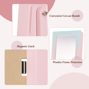 Mirrored Standing Jewelry Cabinet Storage Box-Pink view 9