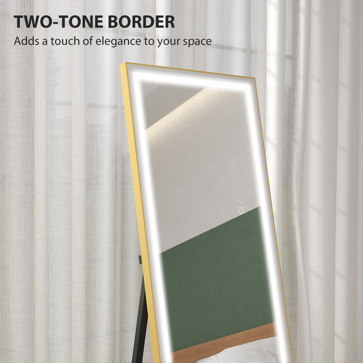 LED Mirror with Dimmable and 3 Colour Lights, 64" x 21" Rectangular Floor Mirror for Bedroom Living Room – view 6