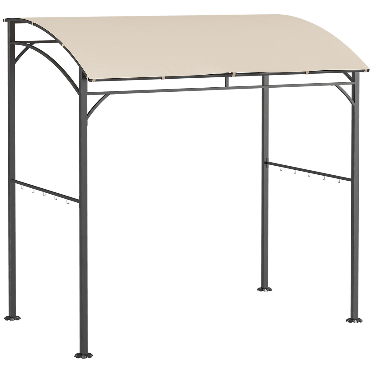 7' x 5' BBQ Grill Gazebo Tent, Garden Grill Canopy with Steel Frame and Hooks, Outdoor Sun Shade, Grey – view 15