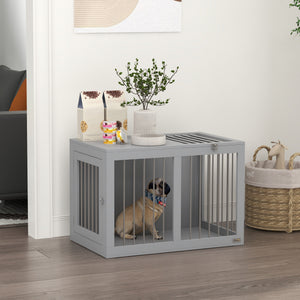 31.5" Dog Crate Furniture with Double Doors, for Medium Dogs, Grey – view 7