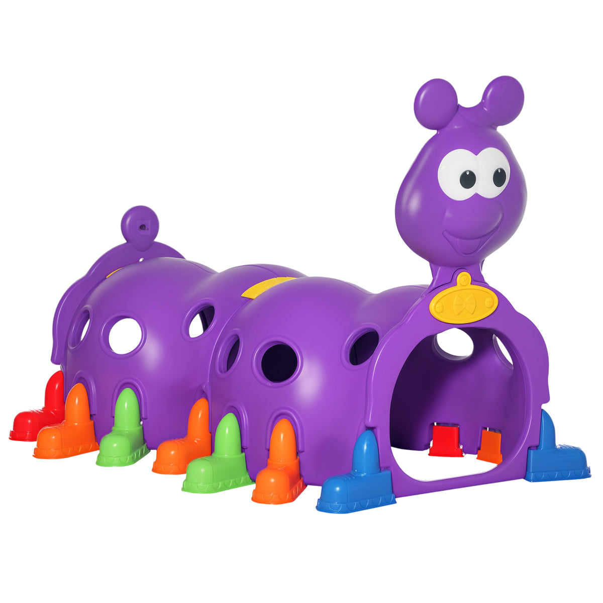 Qaba Caterpillar Design Tunnel for Kids to Crawl Through, for 3-6 Years, Multicolour