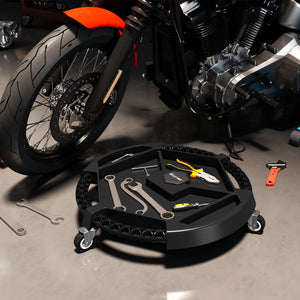 Mobile Automotive Tool Creeper with 3 Swivel Casters and 4 Compartments-Black view 2