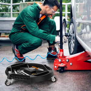 Mobile Automotive Tool Creeper with 3 Swivel Casters and 4 Compartments-Black view 3