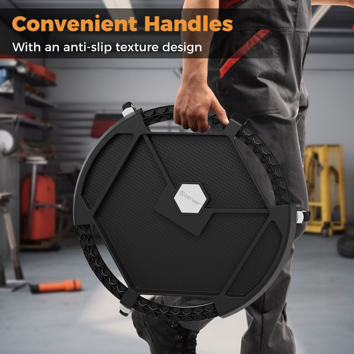 Mobile Automotive Tool Creeper with 3 Swivel Casters and 4 Compartments-Black view 9