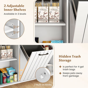 Mobile Kitchen Island Table with Trash Bag Storage for Dining Room-White view 7