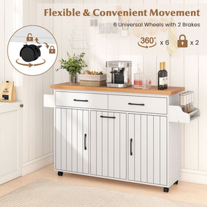 Mobile Kitchen Island Table with Trash Bag Storage for Dining Room-White view 9