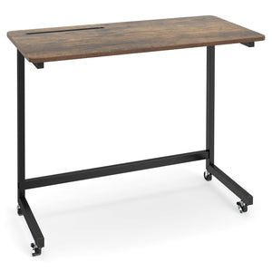 Mobile Side Table Rolling Laptop Desk Cart with Tablet Slot-Rustic Brown view 4