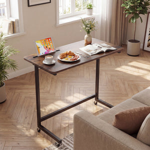 Mobile Side Table Rolling Laptop Desk Cart with Tablet Slot-Rustic Brown view 6