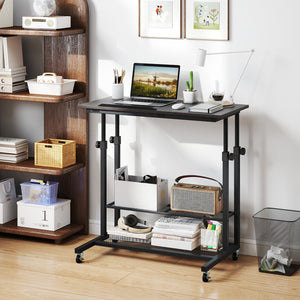 Mobile Stand up Desk Height Adjustable Standing Table with Tilting Tabletop-Oak view 7