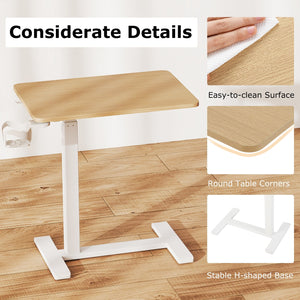 Mobile Standing Desk Height Adjustable Overbed Bedside Table with Cup Holder-Natural view 7
