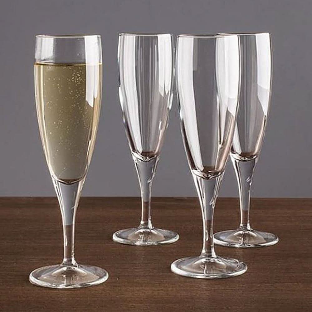 Milano Champagne Flutes, Set of 4, 7 oz Slim Sparkling Wine Glasses | Kitchen Smart
