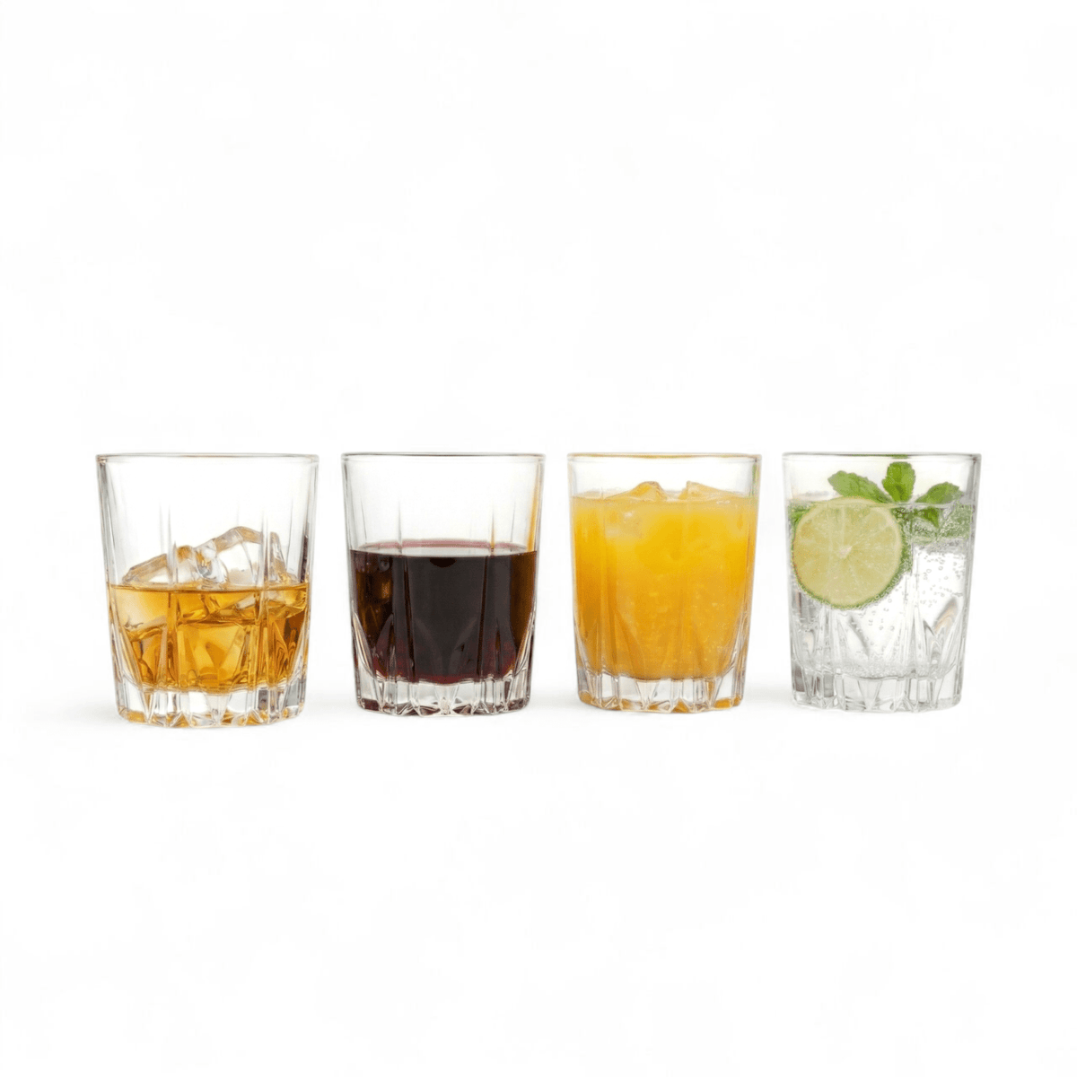 Erika Double Old Fashioned Glasses, Set of 4, 12.7 oz Lead-Free Tumblers | Kitchen Smart