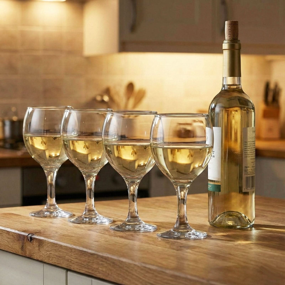 Eva Wine Glasses, Set of 4, 10.6 oz Teardrop Bowl, Lead-Free | Kitchen Smart