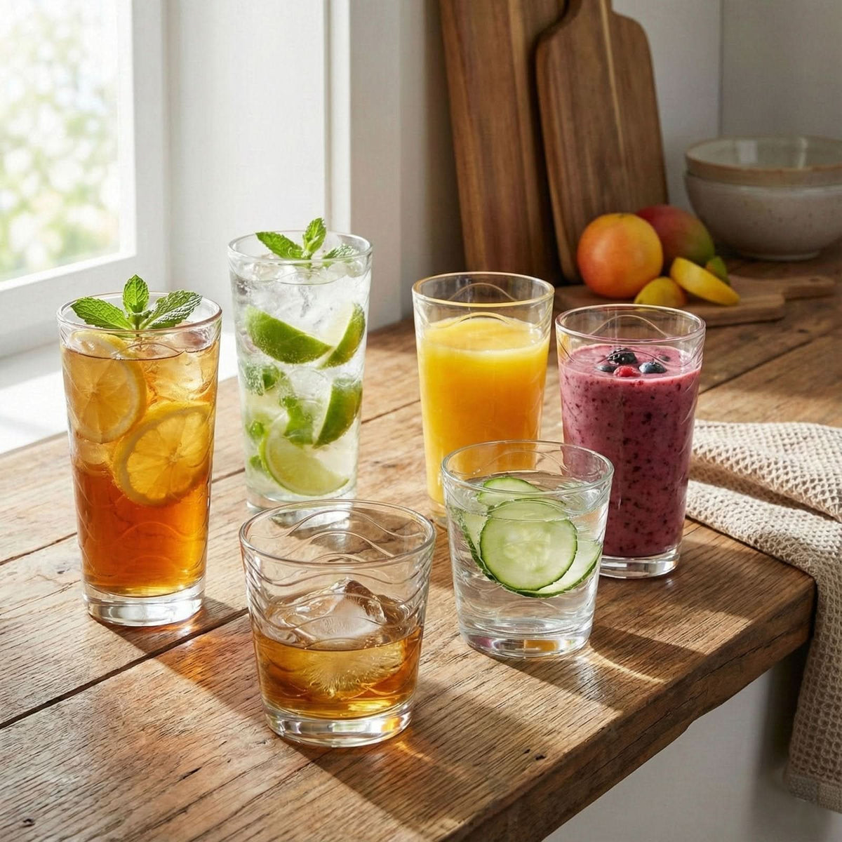Lima Everyday Glassware, Set of 18, Juice, Old Fashioned and Highball Glasses | Kitchen Smart