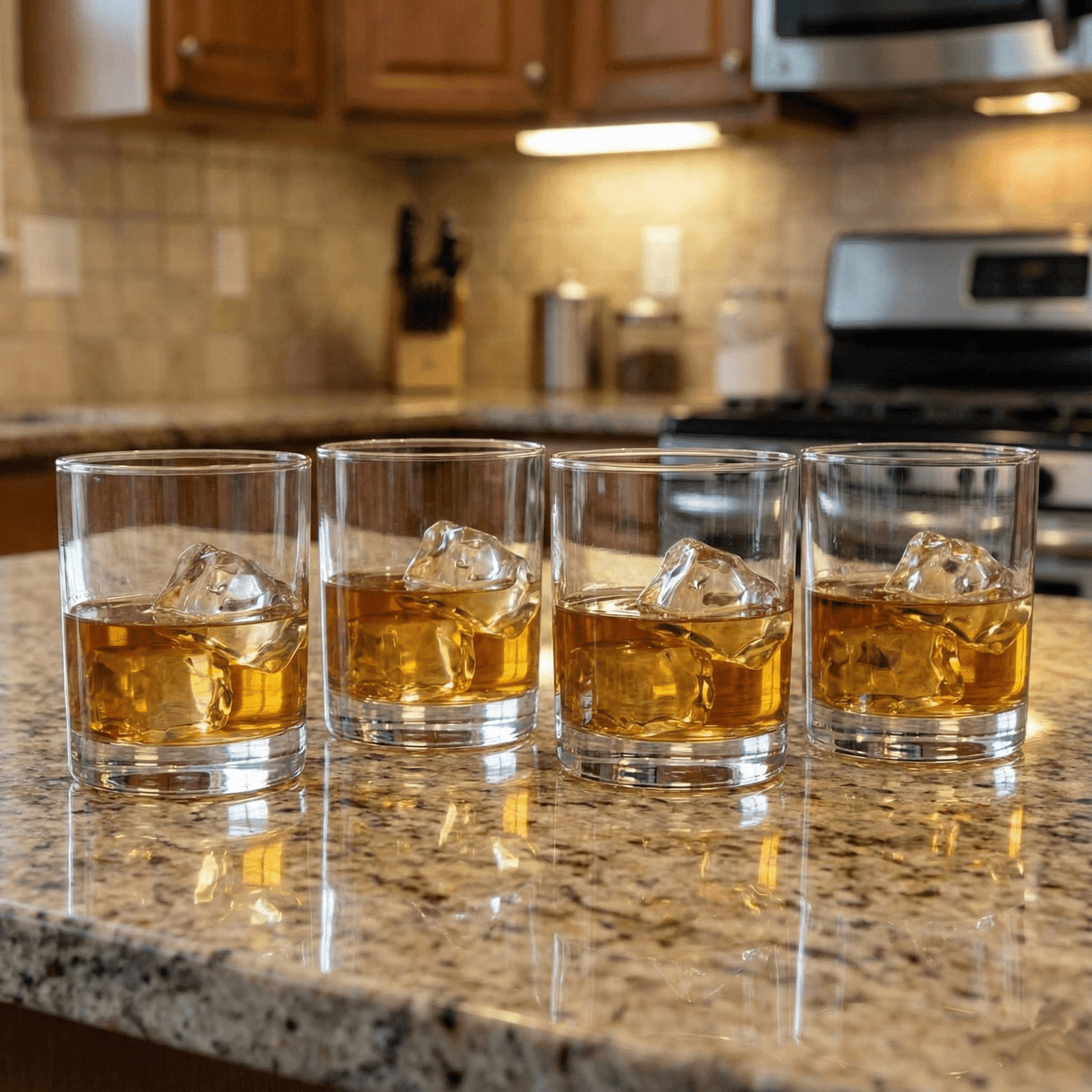 Mayfair Jackson Double Old Fashioned Glasses, Set of 4, 10 oz Whisky Tumblers | Kitchen Smart