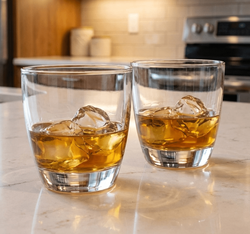 Milano Double Old Fashioned Glasses, Set of 4, 13 oz Rocks Tumblers | Kitchen Smart