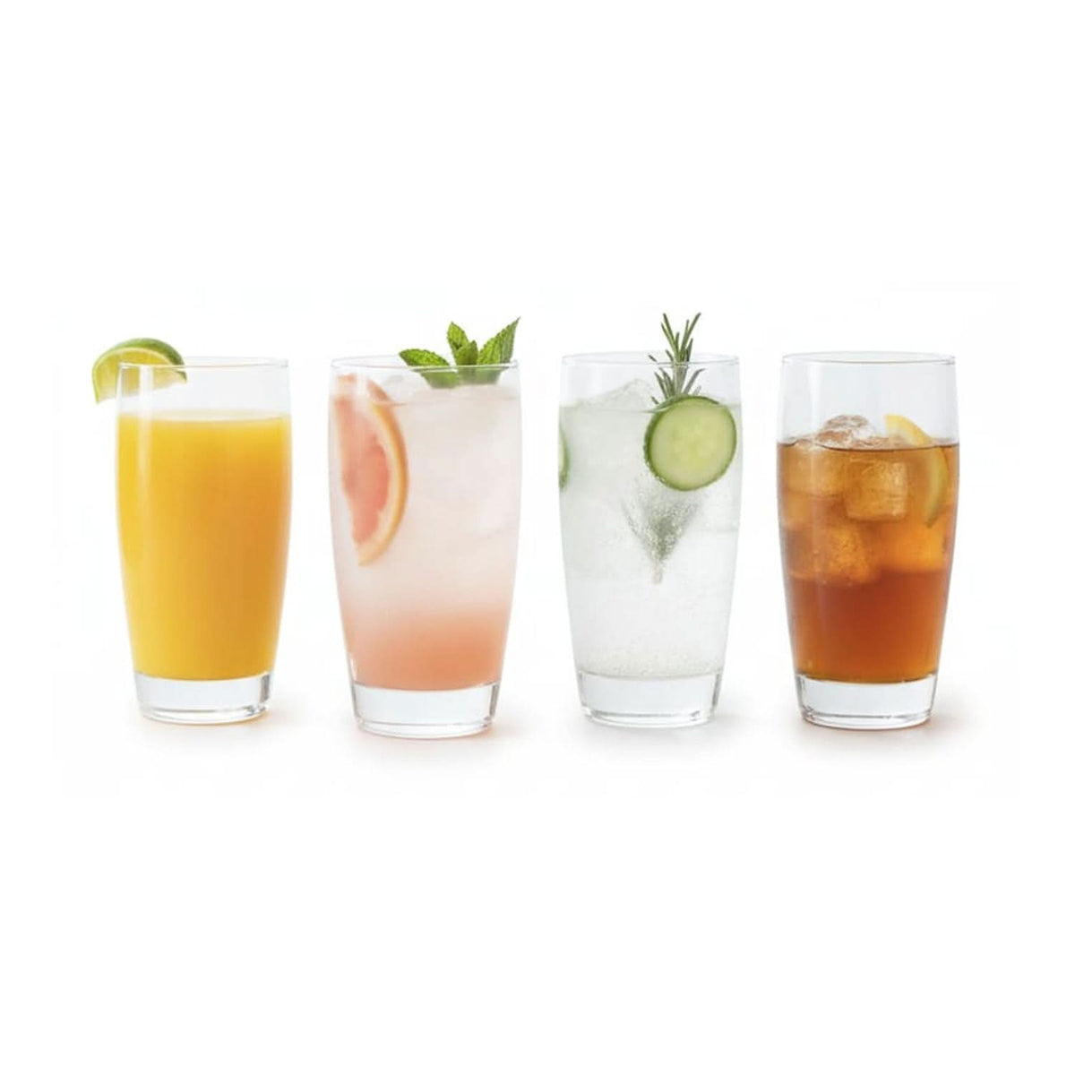 Milano Longdrink Glasses, Set of 4, 18 oz Highball with Reinforced Rim | Kitchen Smart