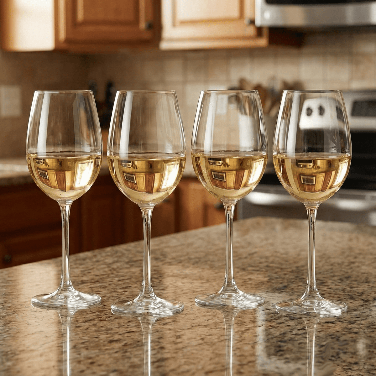 Teardrop Wine Glasses, Set of 4, 12 oz Tall-Stem Glasses | Kitchen Smart