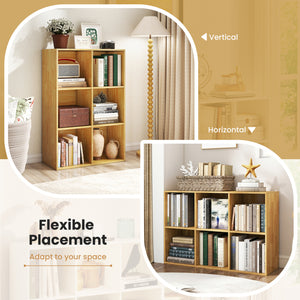 Modern 6-Cube Bookcase with Anti-tipping Kits for Bedroom Living Room-Burlywood view 6