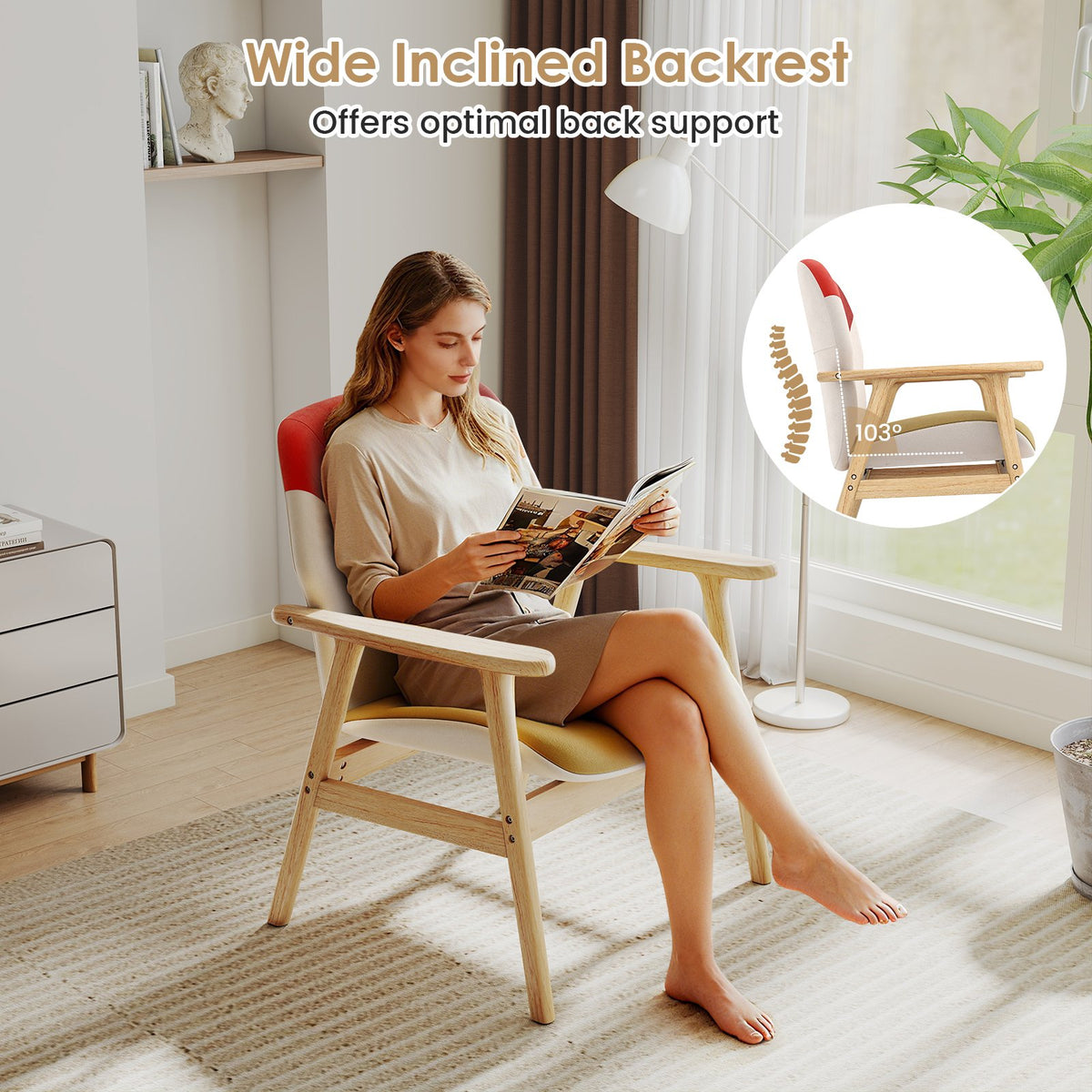 Modern Accent Chair Upholstered Side Armchair with Spacious Backrest view 7