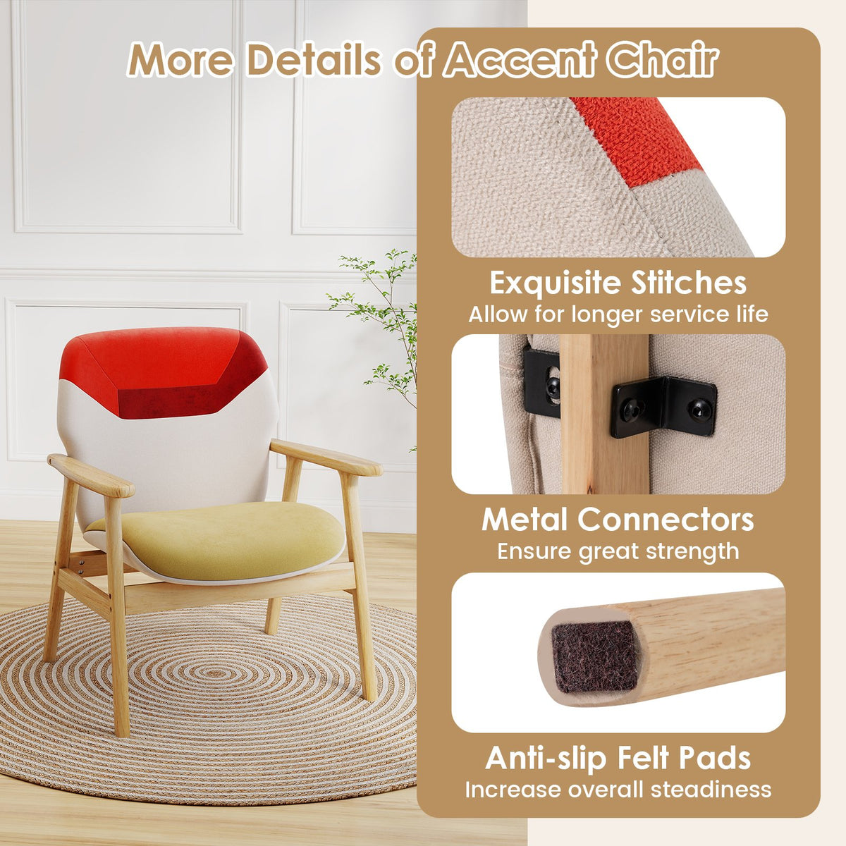 Modern Accent Chair Upholstered Side Armchair with Spacious Backrest view 9
