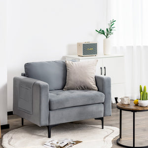 Modern Accent Chair with Bolster and Side Storage Pocket-Gray view 6