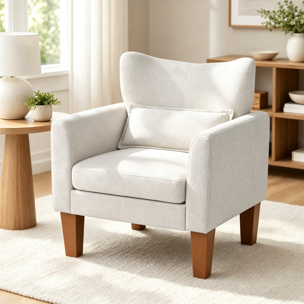 Modern Accent Chair with Removable Cushion & Pillow for Living Room-Beige view 3