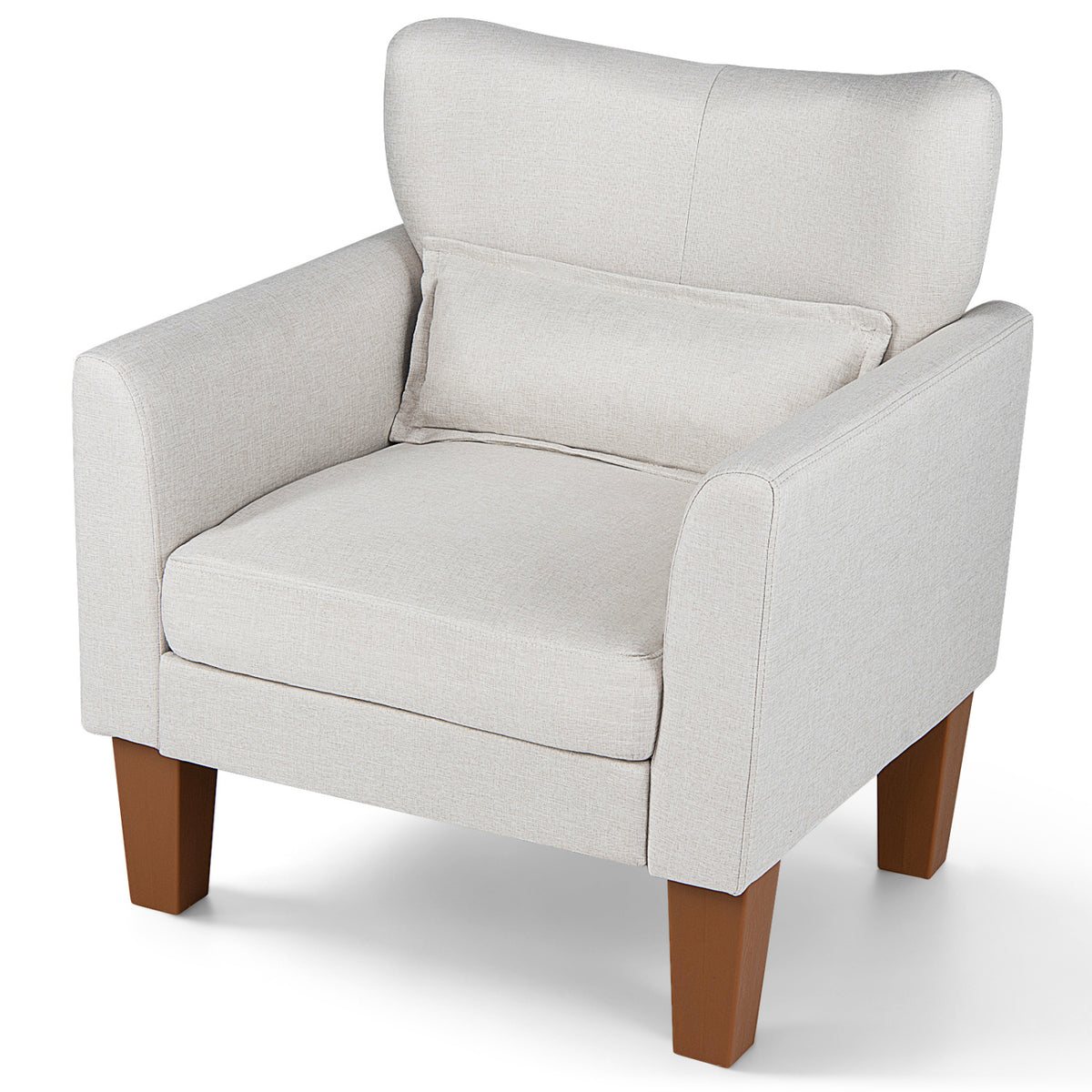 Modern Accent Chair with Removable Cushion & Pillow for Living Room-Beige view 4
