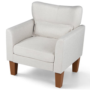 Modern Accent Chair with Removable Cushion & Pillow for Living Room-Beige view 4