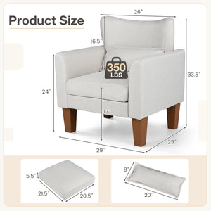Modern Accent Chair with Removable Cushion & Pillow for Living Room-Beige view 5
