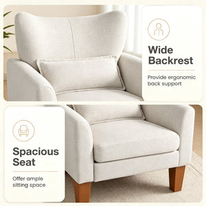 Modern Accent Chair with Removable Cushion & Pillow for Living Room-Beige view 6