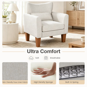 Modern Accent Chair with Removable Cushion & Pillow for Living Room-Beige view 7