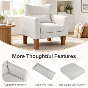 Modern Accent Chair with Removable Cushion & Pillow for Living Room-Beige view 9