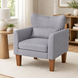 Modern Accent Chair with Removable Cushion & Pillow for Living Room-Gray view 3