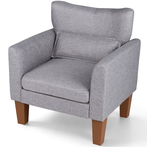 Modern Accent Chair with Removable Cushion & Pillow for Living Room-Gray view 4
