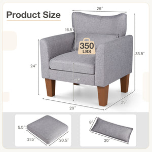 Modern Accent Chair with Removable Cushion & Pillow for Living Room-Gray view 5